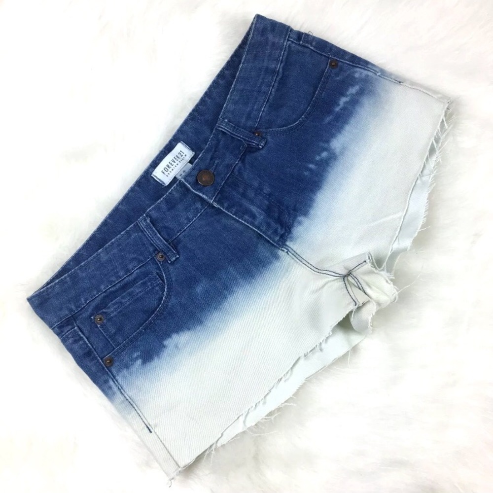 Forever 21 Denim Shorts Half Bleached Raw Hem S 26